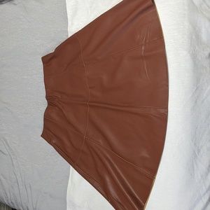 Brown Faux Aline Midi Leather Skirt Size L
